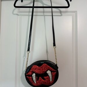 Betsey Johnson Red and Black Lip Crossbody Bag
